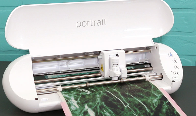 silhouette portrait 3 cutting green marble printed shrink plastic