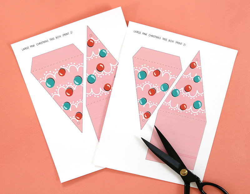 large pink christmas tree box printables