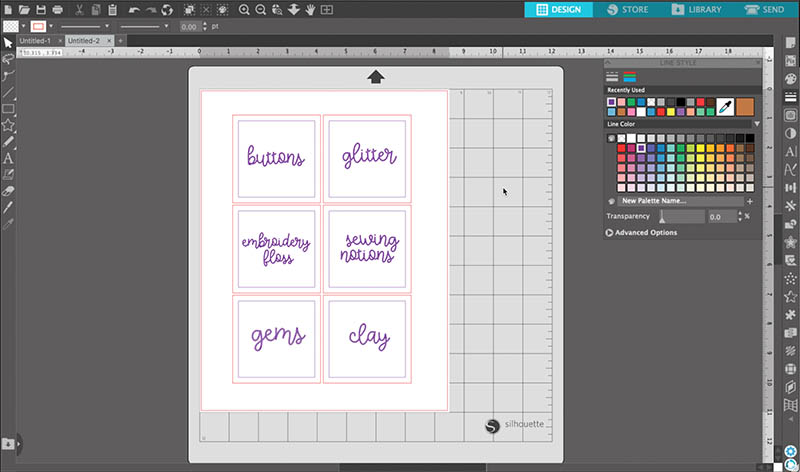Screencap showing how to change the line color in the Silhouette Studio software.