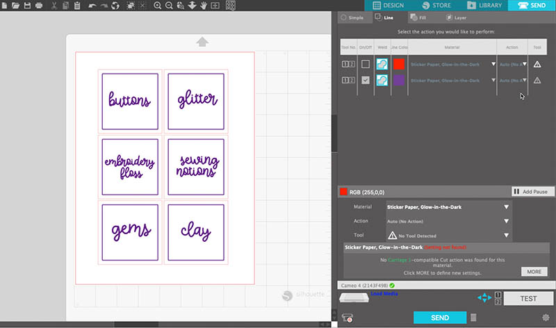 screen capture of the silhouette studio software