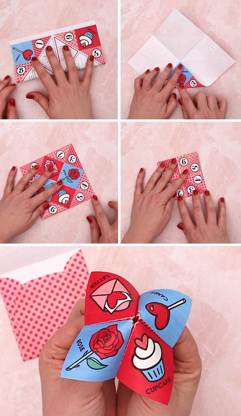 how to fold valentine cootie catcher