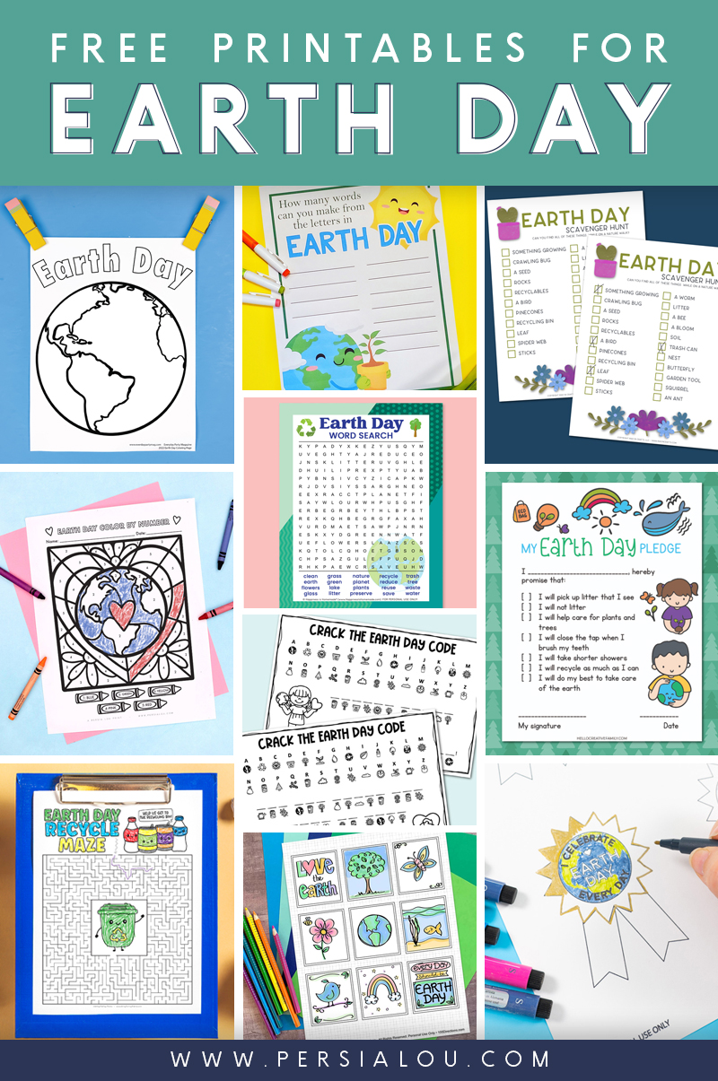 collage of earth day printables