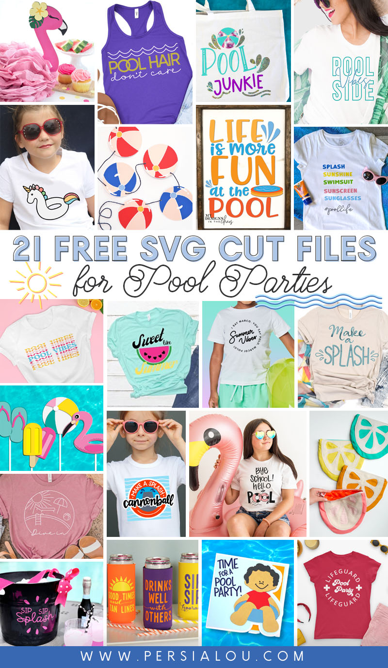collage of pool party cut file projects