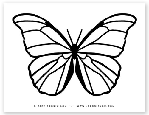 Full Page Butterfly Coloring Page Black Edge