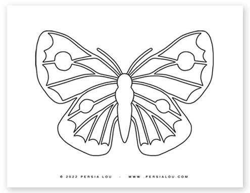 Simple Butterfly Coloring Page Outline