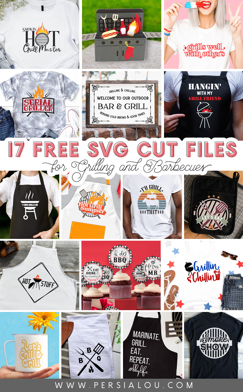 collage of free grilling barbecue svg cut files
