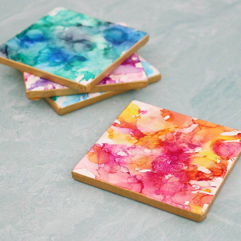 diy alcohol ink coasters