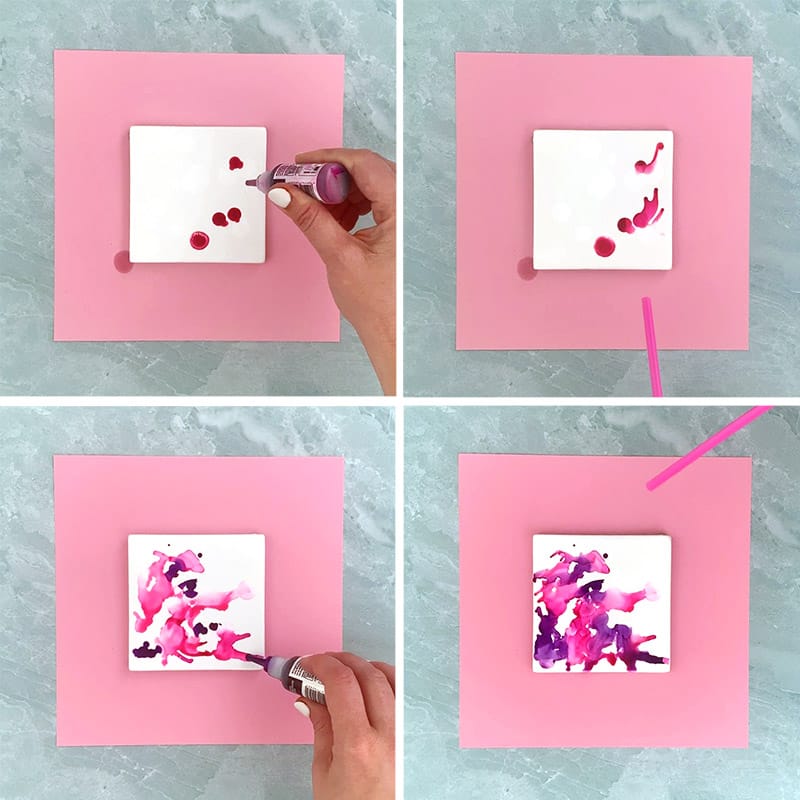 painting coasters with alcohol inks