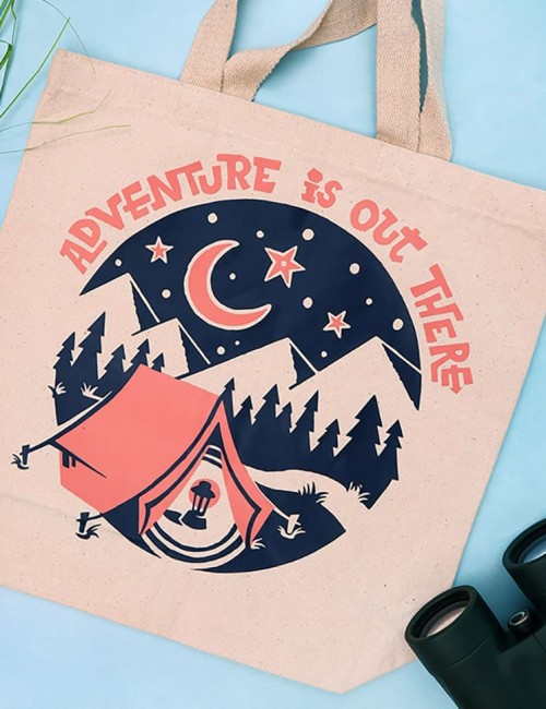 diy tote bag with adventure is out there svg design
