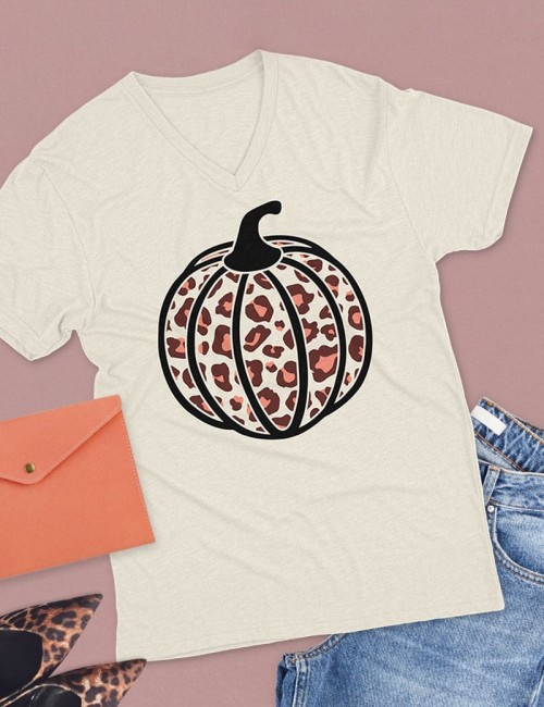 t-shirt with leopard pumpkin svg design