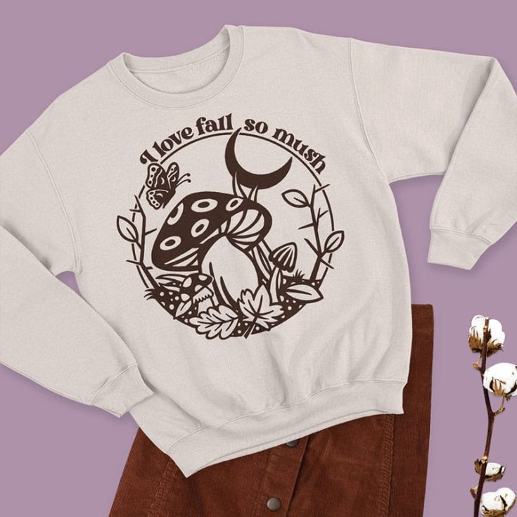 i love fall so mush cottagecore mushroom sweatshirt