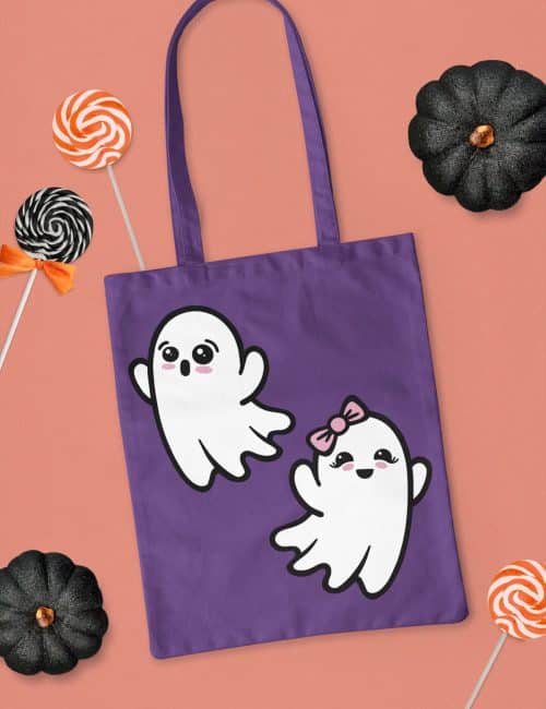 cute ghost svg tote bag