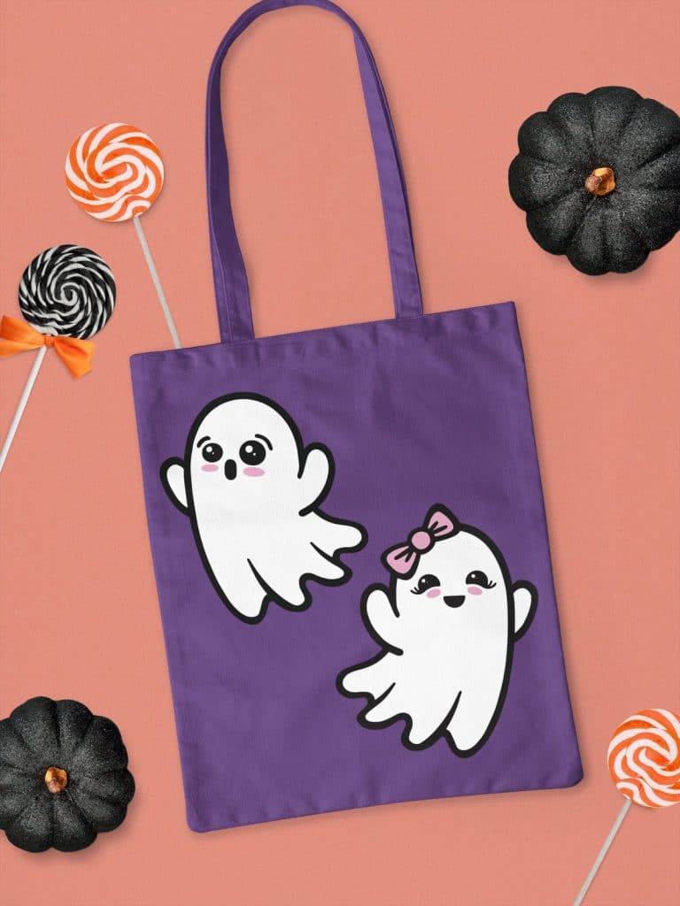 cute ghost svg tote bag