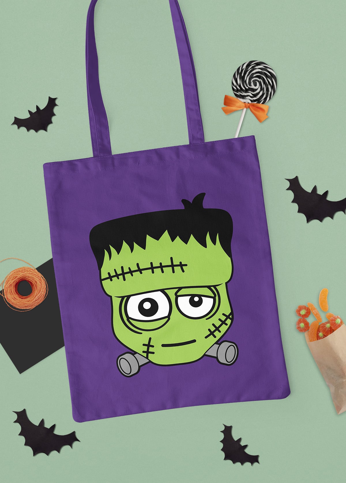 tote bag with Frankenstein SVG design