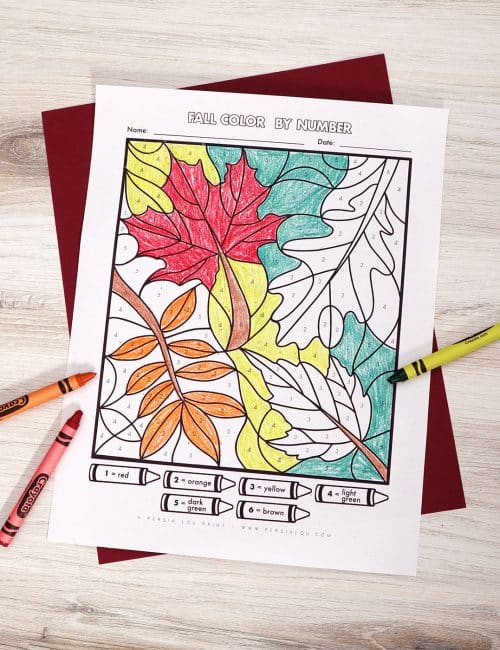 fall color by number printable