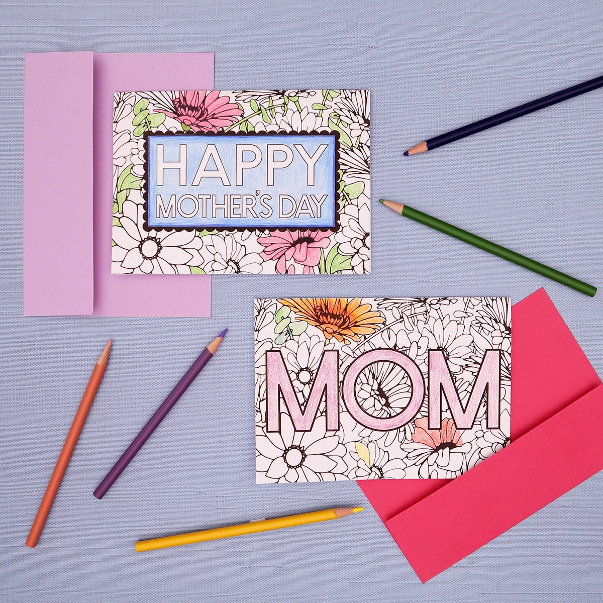 floral printable mother's day cards to color 