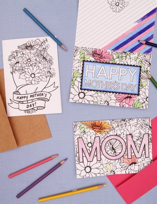 free printable mother's day cards to color pdfs