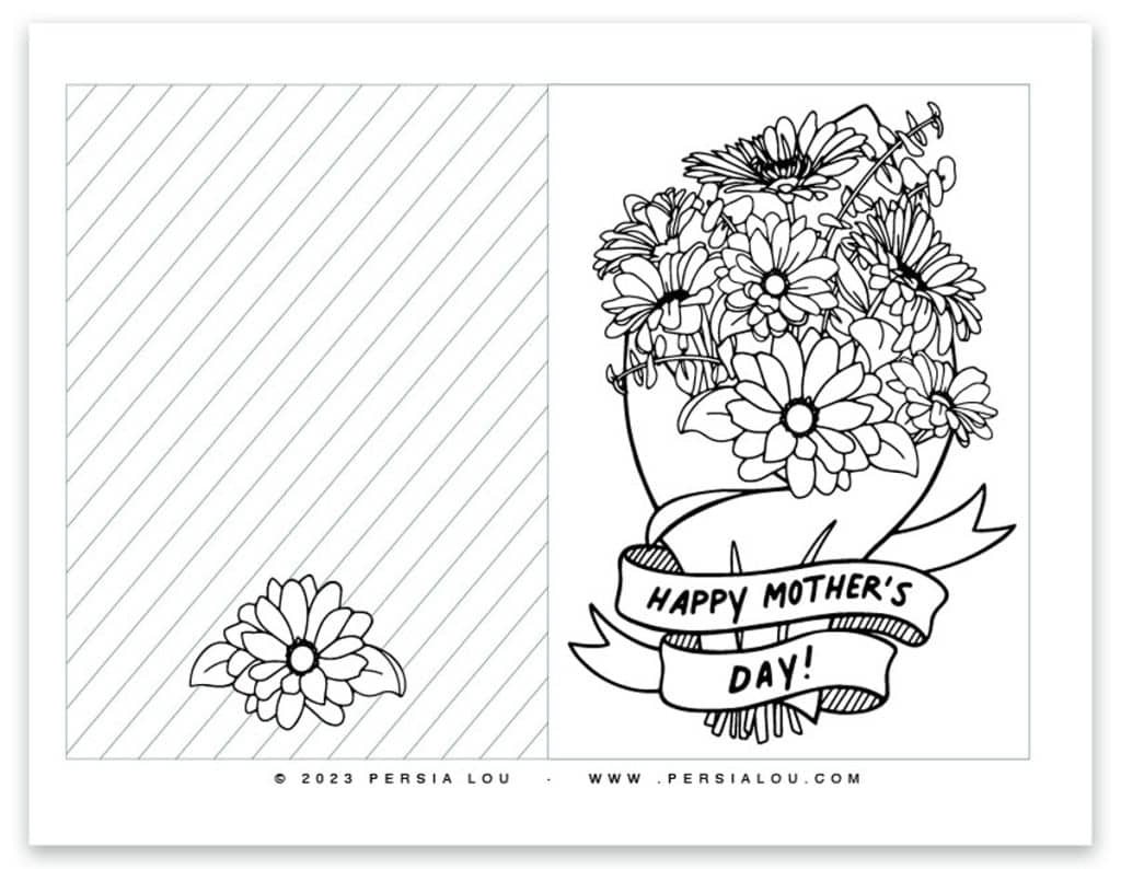 happy mother's day flower bouquet printable card