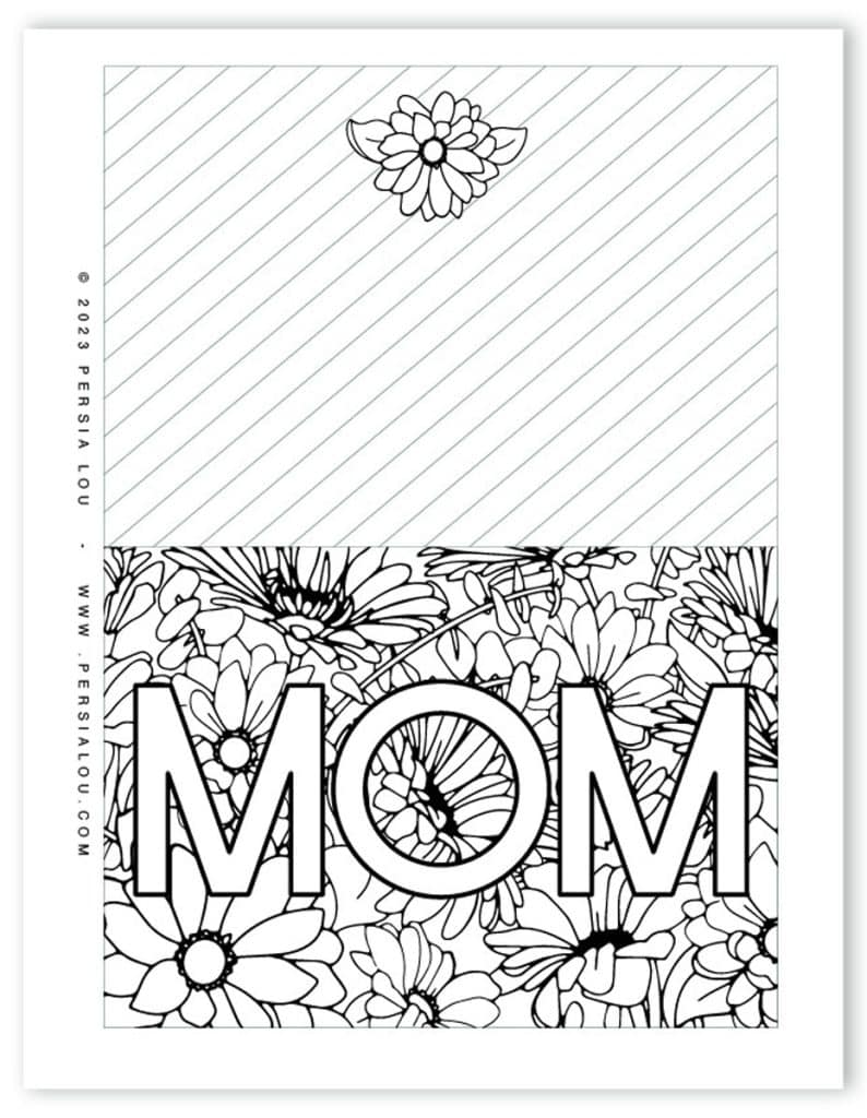printable floral mom card