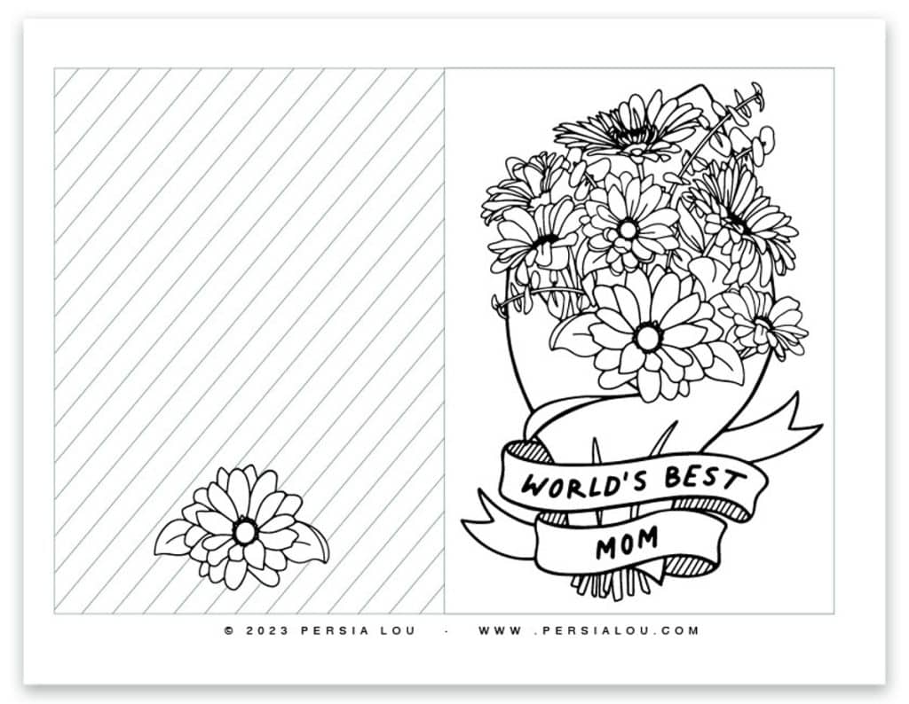 world's best mom flower bouquet printable card