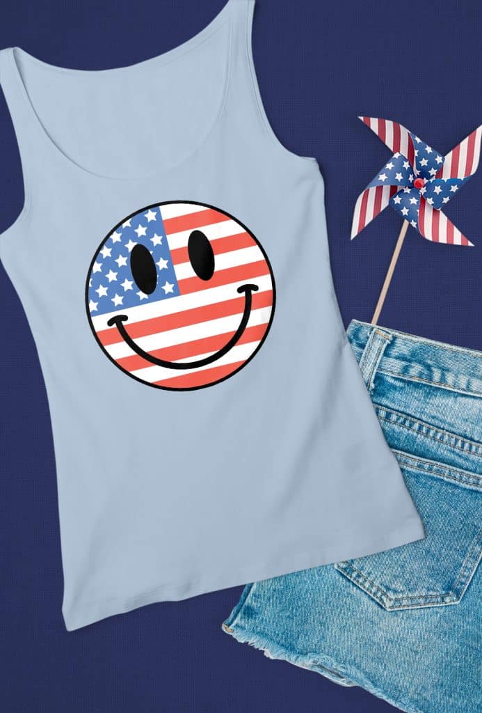 diy tank top with american flag smiley face design