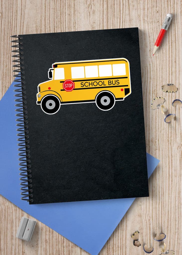 diy school bus notebook sticker