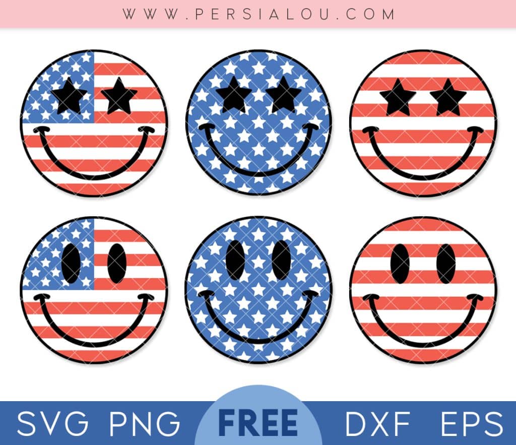 free patriotic American flag smiley face SVGs