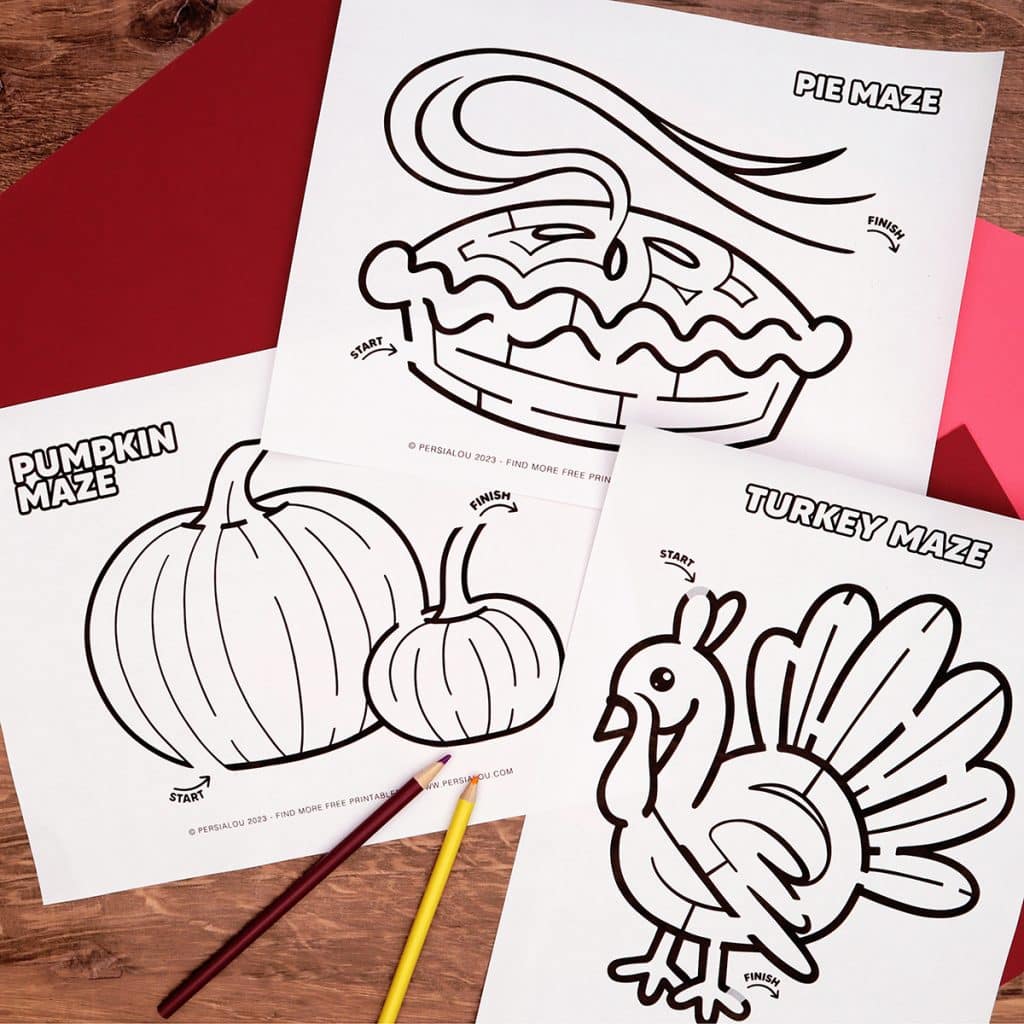 cute printable thanksgiving mazes