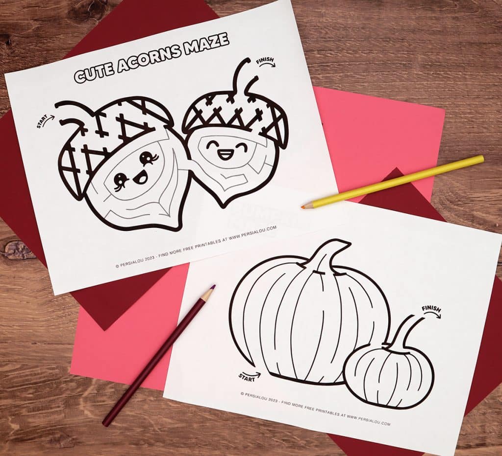acorn and pumpkin mazes for thanksgiving
