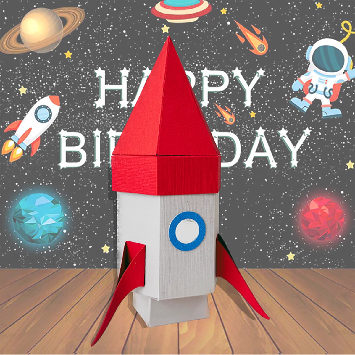 Image for 3D Rocket Gift Box from Dinosaur Mama