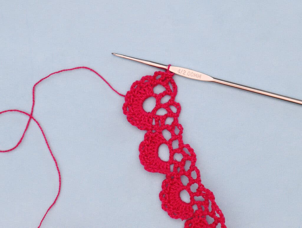 crocheting edging with a steel crochet hook