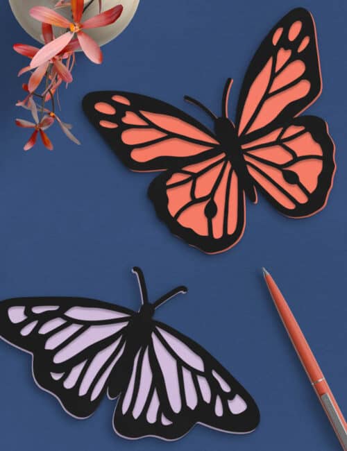layered paper butterflys made with free butterfly svg cut files