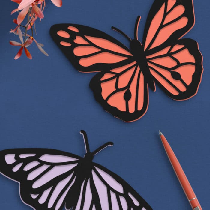 layered paper butterflys made with free butterfly svg cut files